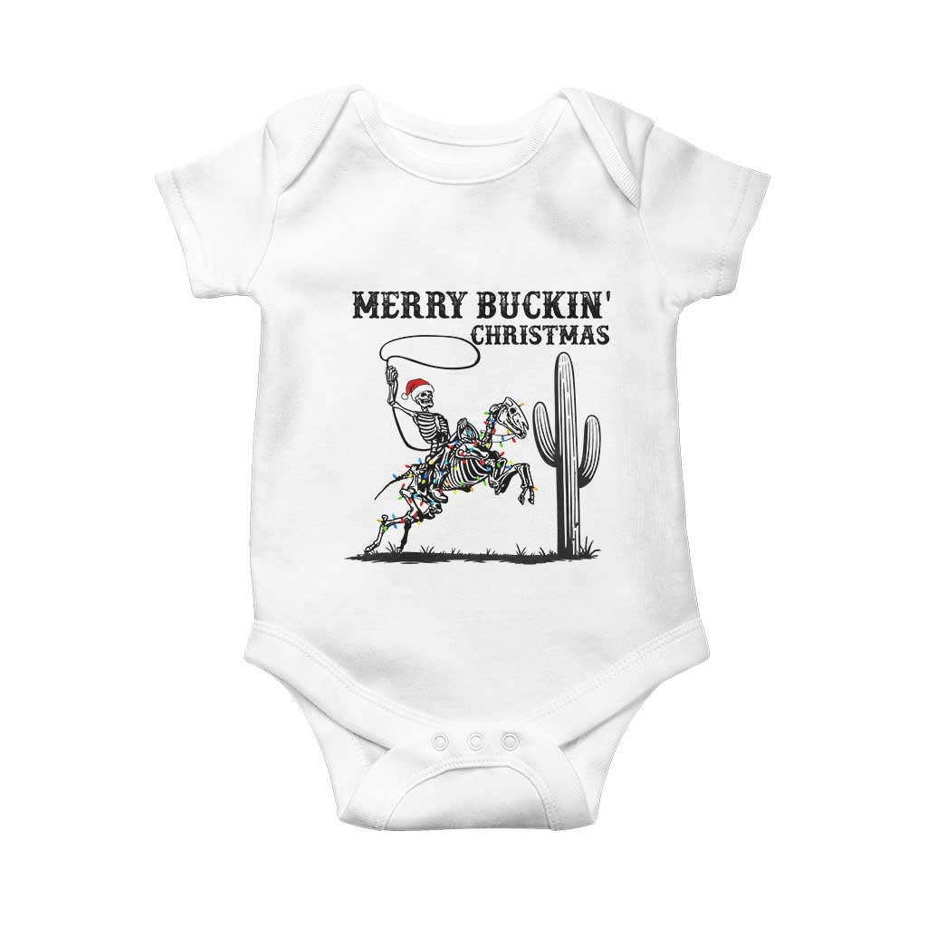 Merry Buckin Christmas Baby Onesie Funny Skeleton Santa Horse Rider - Wonder Print Shop