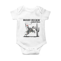 Merry Buckin Christmas Baby Onesie Funny Skeleton Santa Horse Rider - Wonder Print Shop