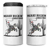 Merry Buckin Christmas 4 in 1 Can Cooler Tumbler Funny Skeleton Santa Horse Rider - Wonder Print Shop
