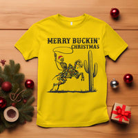 Merry Buckin Christmas T Shirt Funny Skeleton Santa Horse Rider - Wonder Print Shop