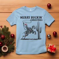 Merry Buckin Christmas T Shirt Funny Skeleton Santa Horse Rider - Wonder Print Shop