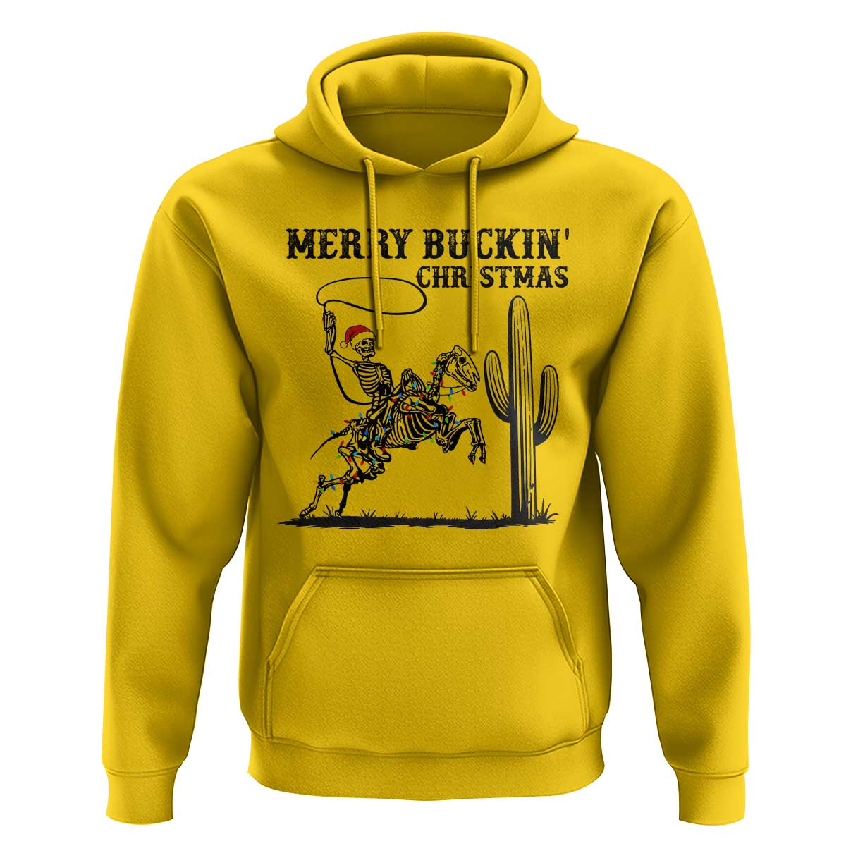 Merry Buckin Christmas Hoodie Funny Skeleton Santa Horse Rider - Wonder Print Shop