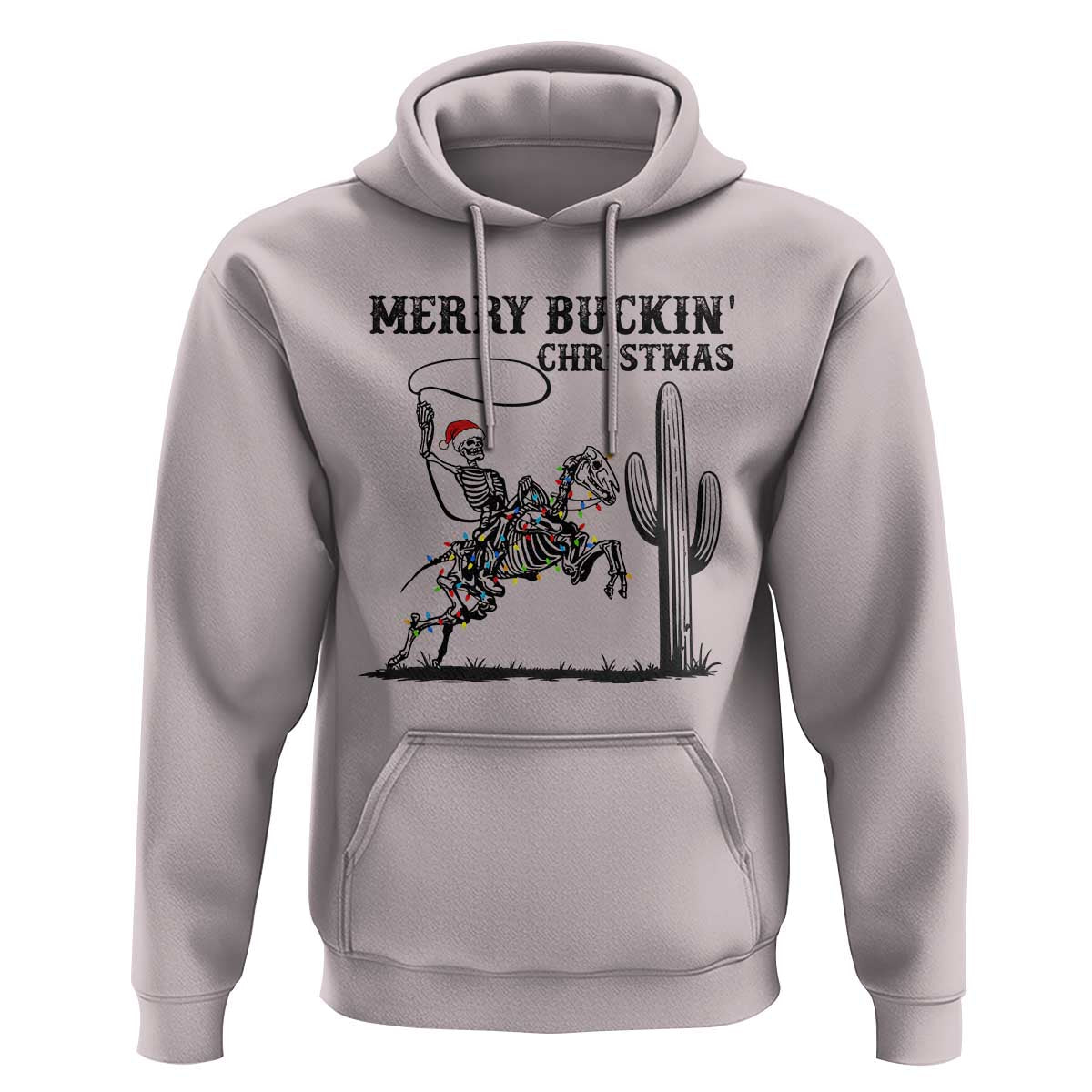 Merry Buckin Christmas Hoodie Funny Skeleton Santa Horse Rider - Wonder Print Shop