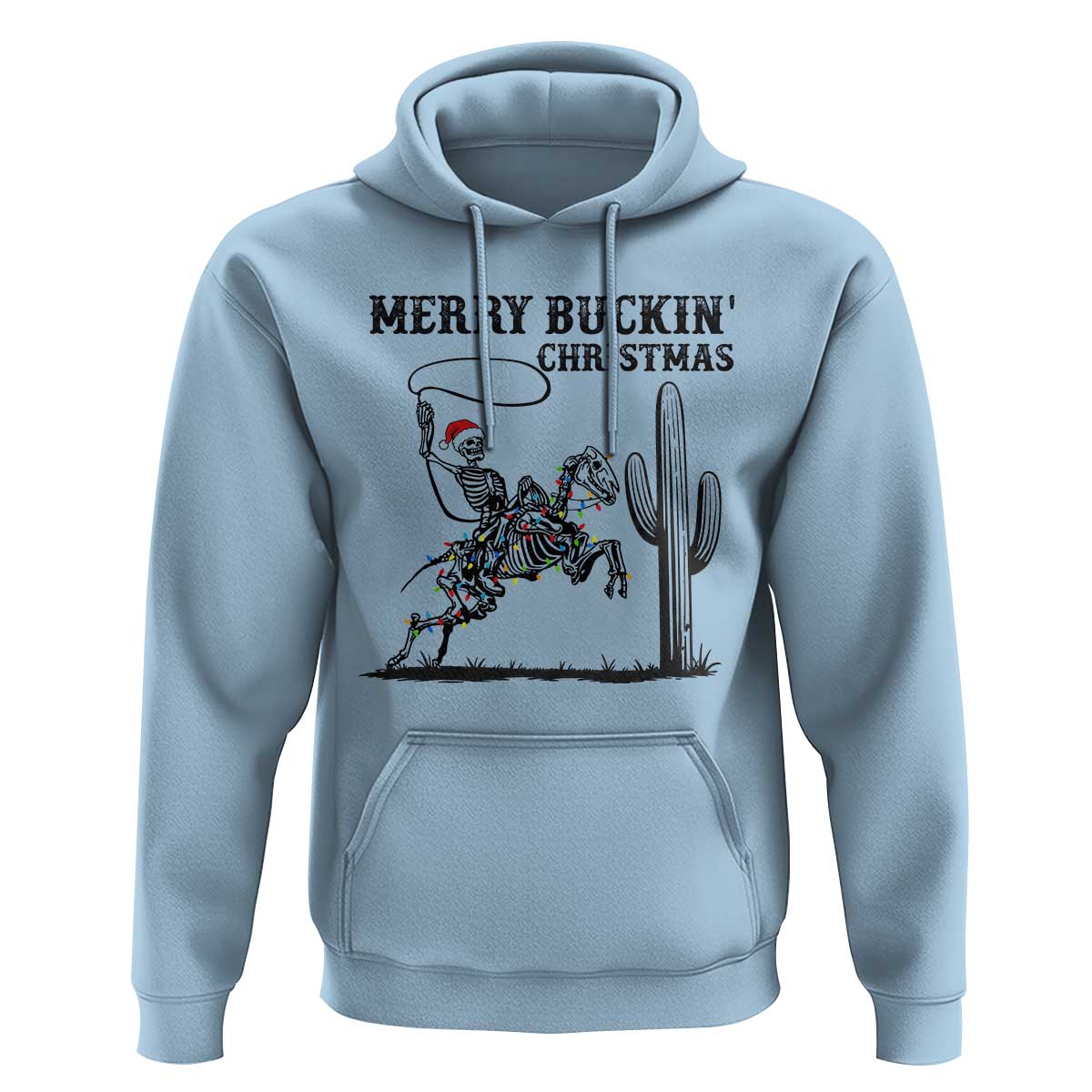 Merry Buckin Christmas Hoodie Funny Skeleton Santa Horse Rider - Wonder Print Shop
