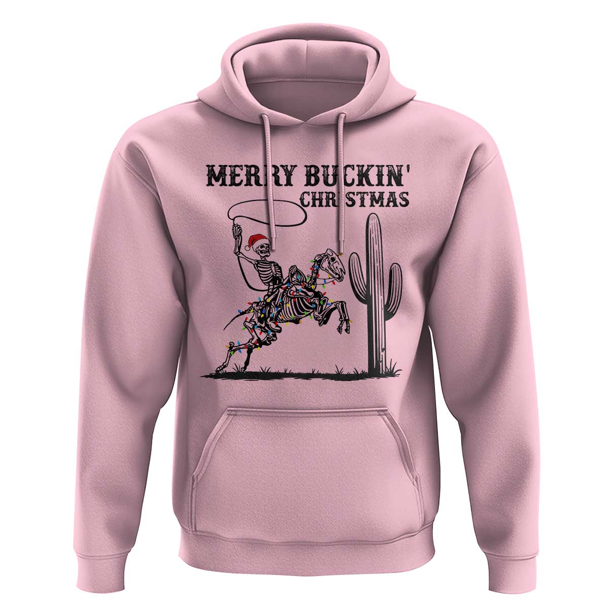 Merry Buckin Christmas Hoodie Funny Skeleton Santa Horse Rider - Wonder Print Shop
