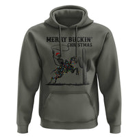 Merry Buckin Christmas Hoodie Funny Skeleton Santa Horse Rider - Wonder Print Shop
