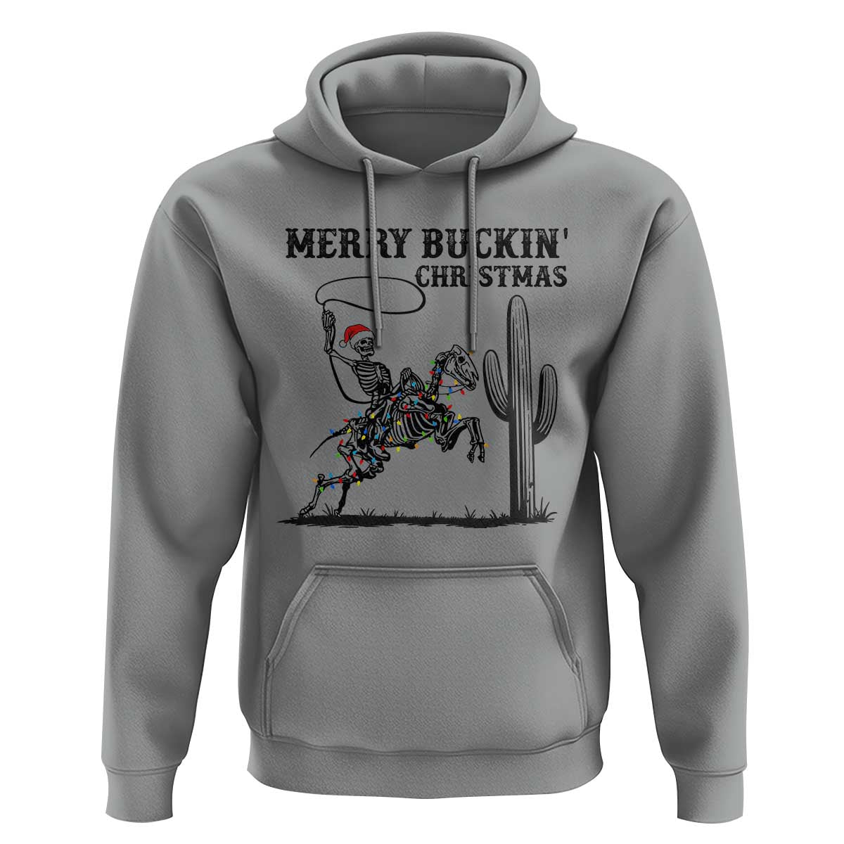 Merry Buckin Christmas Hoodie Funny Skeleton Santa Horse Rider - Wonder Print Shop