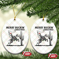Merry Buckin Christmas Ceramic Ornament Funny Skeleton Santa Horse Rider - Wonder Print Shop