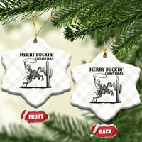 Merry Buckin Christmas Ceramic Ornament Funny Skeleton Santa Horse Rider - Wonder Print Shop