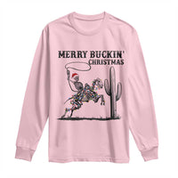 Merry Buckin Christmas Long Sleeve Shirt Funny Skeleton Santa Horse Rider - Wonder Print Shop