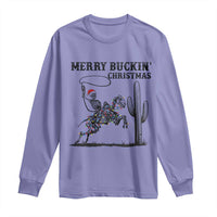 Merry Buckin Christmas Long Sleeve Shirt Funny Skeleton Santa Horse Rider - Wonder Print Shop