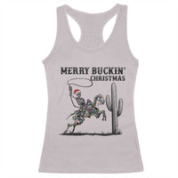 Merry Buckin Christmas Racerback Tank Top Funny Skeleton Santa Horse Rider - Wonder Print Shop