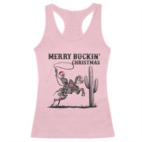 Merry Buckin Christmas Racerback Tank Top Funny Skeleton Santa Horse Rider - Wonder Print Shop