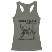 Merry Buckin Christmas Racerback Tank Top Funny Skeleton Santa Horse Rider - Wonder Print Shop