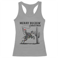 Merry Buckin Christmas Racerback Tank Top Funny Skeleton Santa Horse Rider - Wonder Print Shop