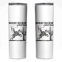 Merry Buckin Christmas Skinny Tumbler Funny Skeleton Santa Horse Rider - Wonder Print Shop