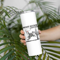 Merry Buckin Christmas Skinny Tumbler Funny Skeleton Santa Horse Rider - Wonder Print Shop
