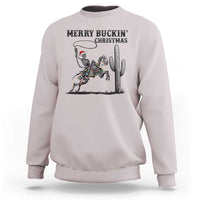 Merry Buckin Christmas Sweatshirt Funny Skeleton Santa Horse Rider - Wonder Print Shop