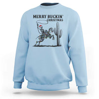 Merry Buckin Christmas Sweatshirt Funny Skeleton Santa Horse Rider - Wonder Print Shop