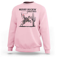 Merry Buckin Christmas Sweatshirt Funny Skeleton Santa Horse Rider - Wonder Print Shop