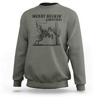 Merry Buckin Christmas Sweatshirt Funny Skeleton Santa Horse Rider - Wonder Print Shop