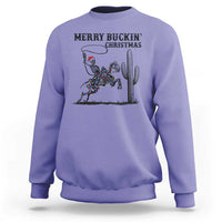 Merry Buckin Christmas Sweatshirt Funny Skeleton Santa Horse Rider - Wonder Print Shop