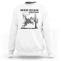 Merry Buckin Christmas Sweatshirt Funny Skeleton Santa Horse Rider - Wonder Print Shop