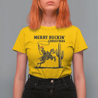 Merry Buckin Christmas T Shirt For Women Funny Skeleton Santa Horse Rider - Wonder Print Shop