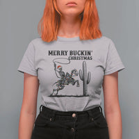 Merry Buckin Christmas T Shirt For Women Funny Skeleton Santa Horse Rider - Wonder Print Shop