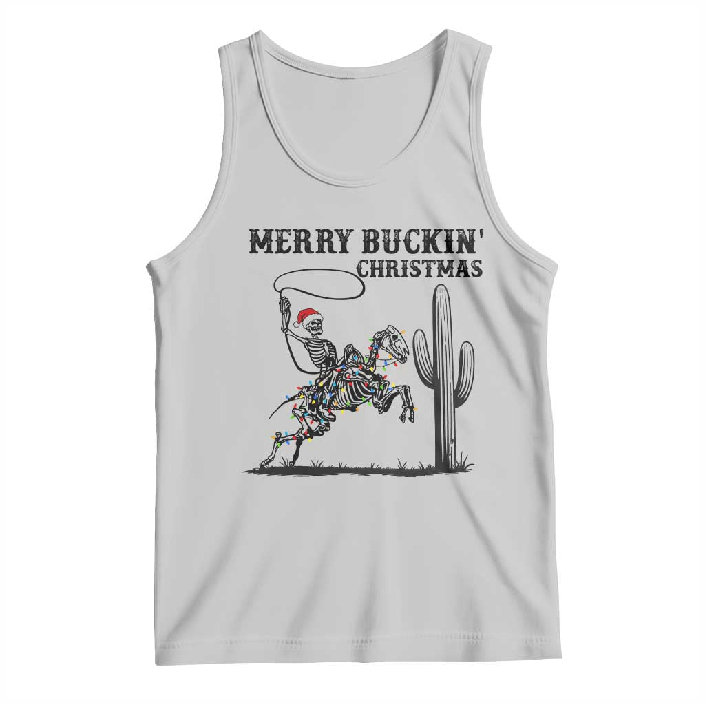 Merry Buckin Christmas Tank Top Funny Skeleton Santa Horse Rider - Wonder Print Shop