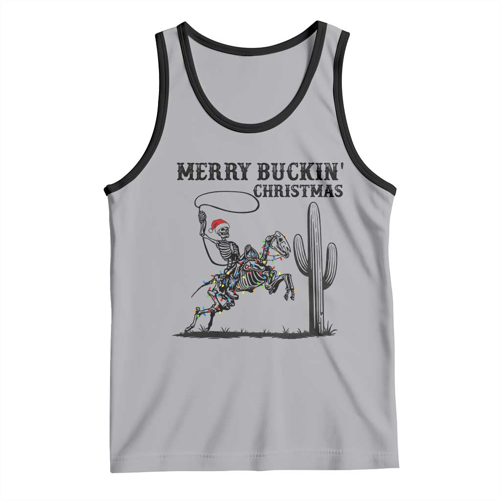 Merry Buckin Christmas Tank Top Funny Skeleton Santa Horse Rider - Wonder Print Shop