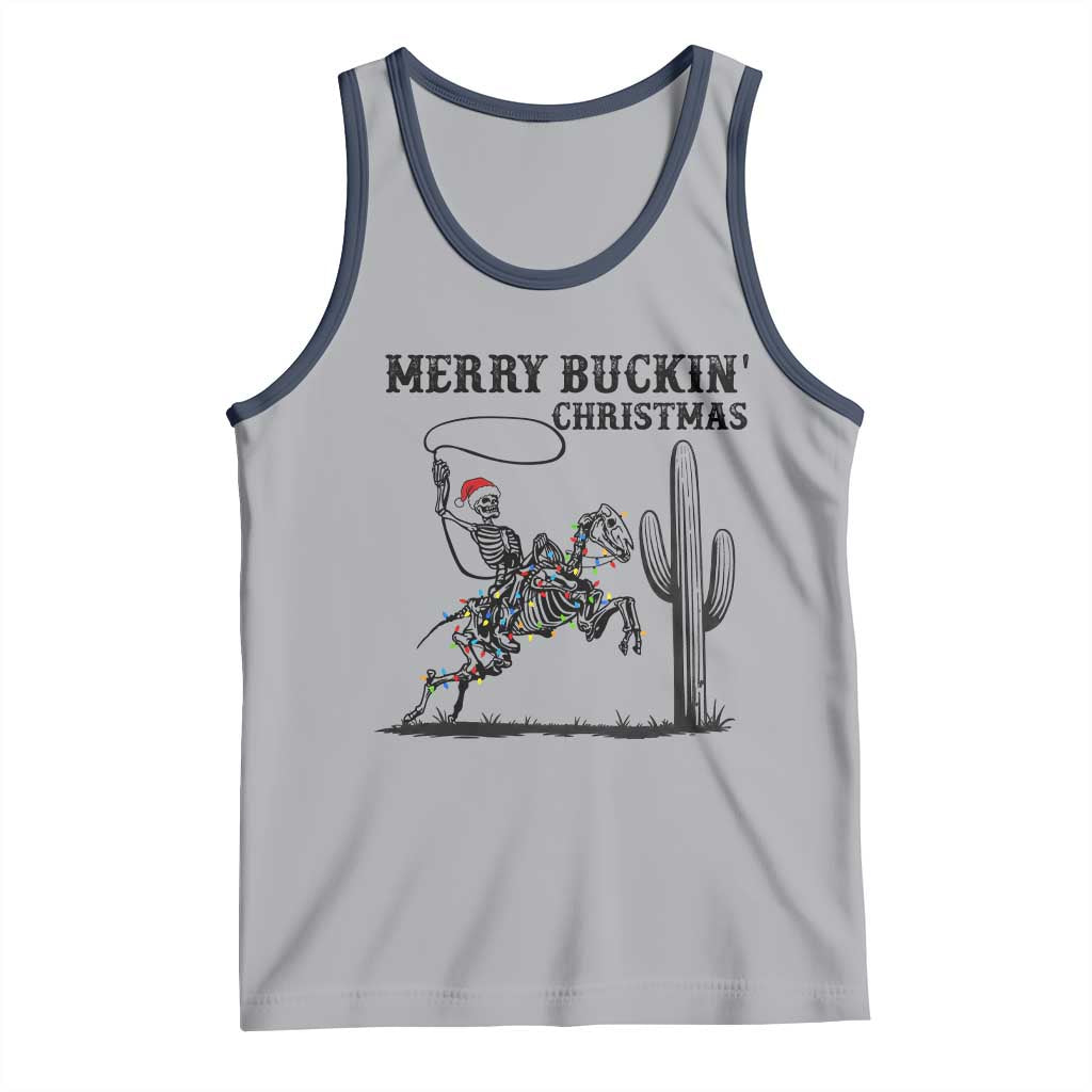 Merry Buckin Christmas Tank Top Funny Skeleton Santa Horse Rider - Wonder Print Shop