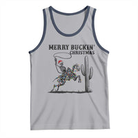 Merry Buckin Christmas Tank Top Funny Skeleton Santa Horse Rider - Wonder Print Shop