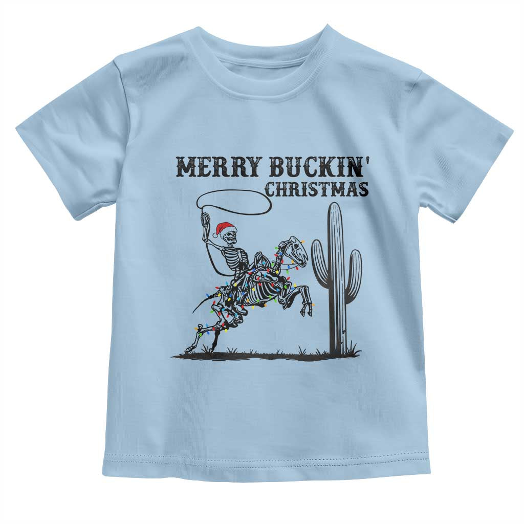 Merry Buckin Christmas Toddler T Shirt Funny Skeleton Santa Horse Rider - Wonder Print Shop