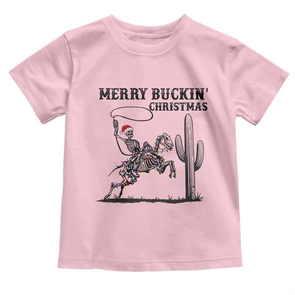 Merry Buckin Christmas Toddler T Shirt Funny Skeleton Santa Horse Rider - Wonder Print Shop