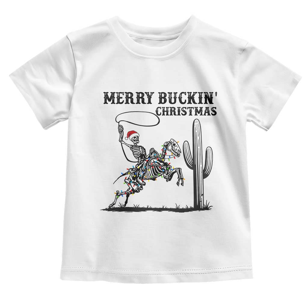 Merry Buckin Christmas Toddler T Shirt Funny Skeleton Santa Horse Rider - Wonder Print Shop