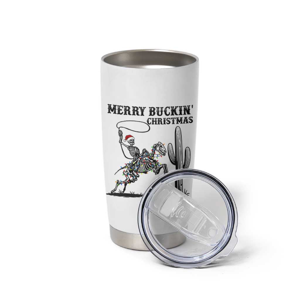 Merry Buckin Christmas Tumbler Cup Funny Skeleton Santa Horse Rider - Wonder Print Shop