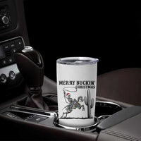 Merry Buckin Christmas Tumbler Cup Funny Skeleton Santa Horse Rider - Wonder Print Shop