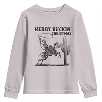 Merry Buckin Christmas Youth Sweatshirt Funny Skeleton Santa Horse Rider - Wonder Print Shop