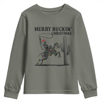Merry Buckin Christmas Youth Sweatshirt Funny Skeleton Santa Horse Rider - Wonder Print Shop