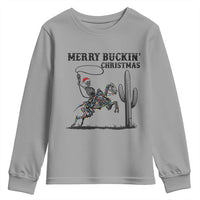 Merry Buckin Christmas Youth Sweatshirt Funny Skeleton Santa Horse Rider - Wonder Print Shop