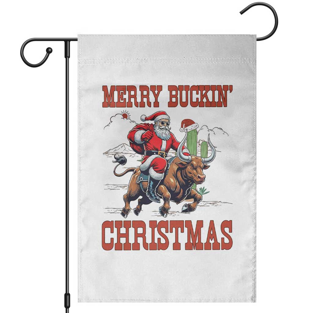 Western Black Santa Merry Buckin Christmas Garden Flag Funny Rodeo - Wonder Print Shop