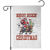 Western Black Santa Merry Buckin Christmas Garden Flag Funny Rodeo - Wonder Print Shop