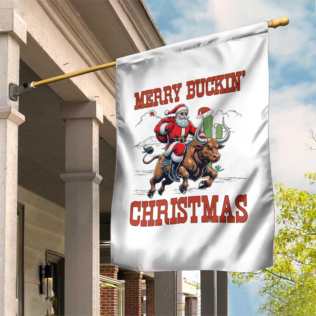 Western Black Santa Merry Buckin Christmas Garden Flag Funny Rodeo - Wonder Print Shop