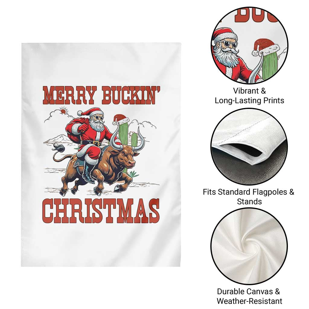 Western Black Santa Merry Buckin Christmas Garden Flag Funny Rodeo - Wonder Print Shop