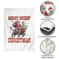 Western Black Santa Merry Buckin Christmas Garden Flag Funny Rodeo - Wonder Print Shop