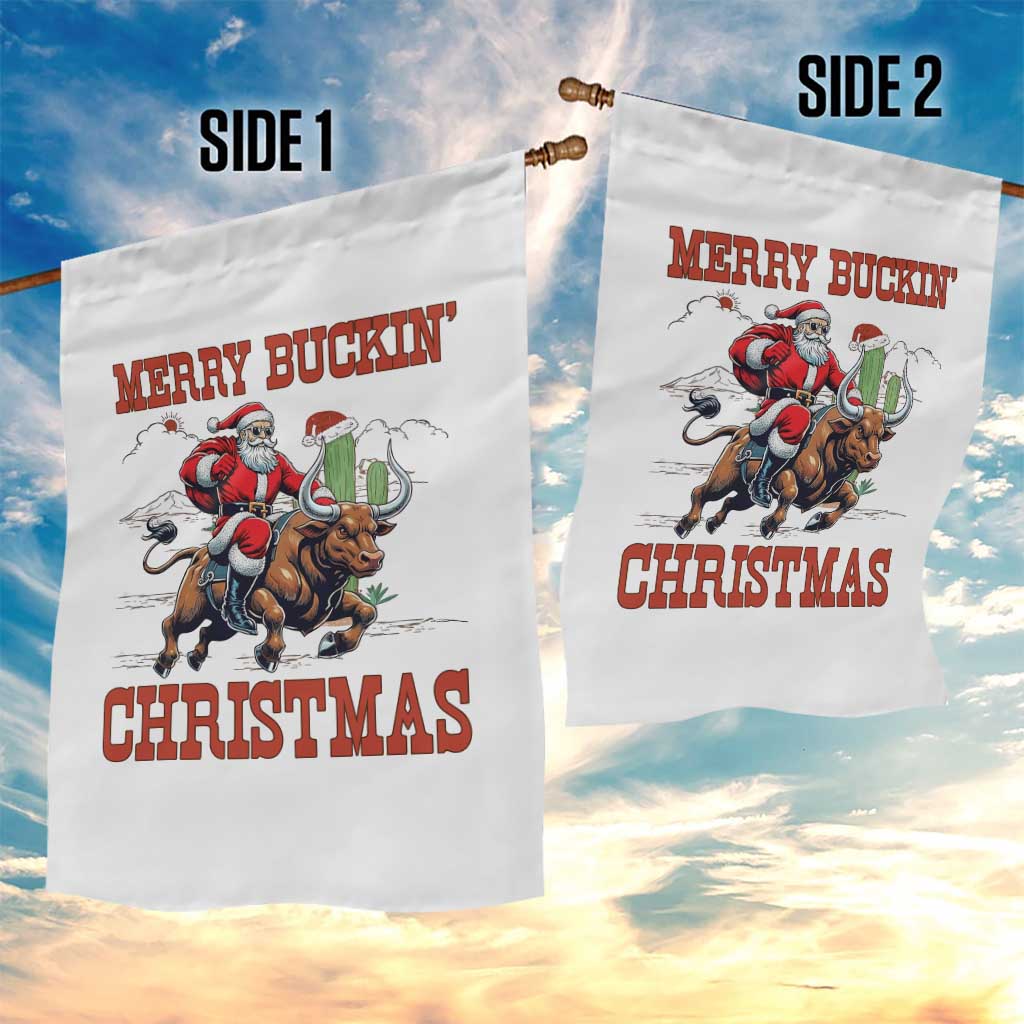 Western Black Santa Merry Buckin Christmas Garden Flag Funny Rodeo - Wonder Print Shop