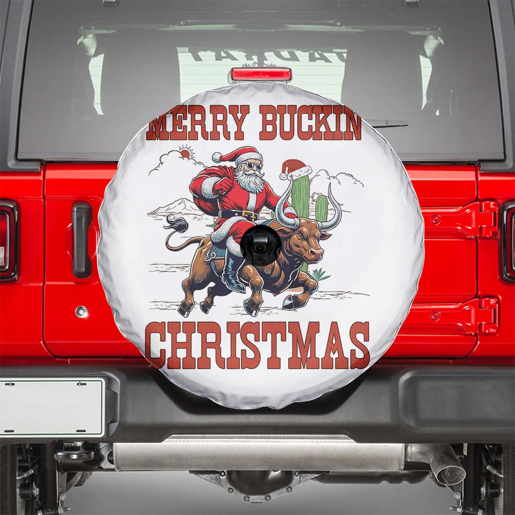Western Black Santa Merry Buckin Christmas Spare Tire Cover Funny Rodeo - Wonder Print Shop