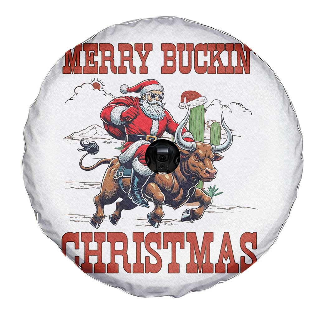 Western Black Santa Merry Buckin Christmas Spare Tire Cover Funny Rodeo - Wonder Print Shop