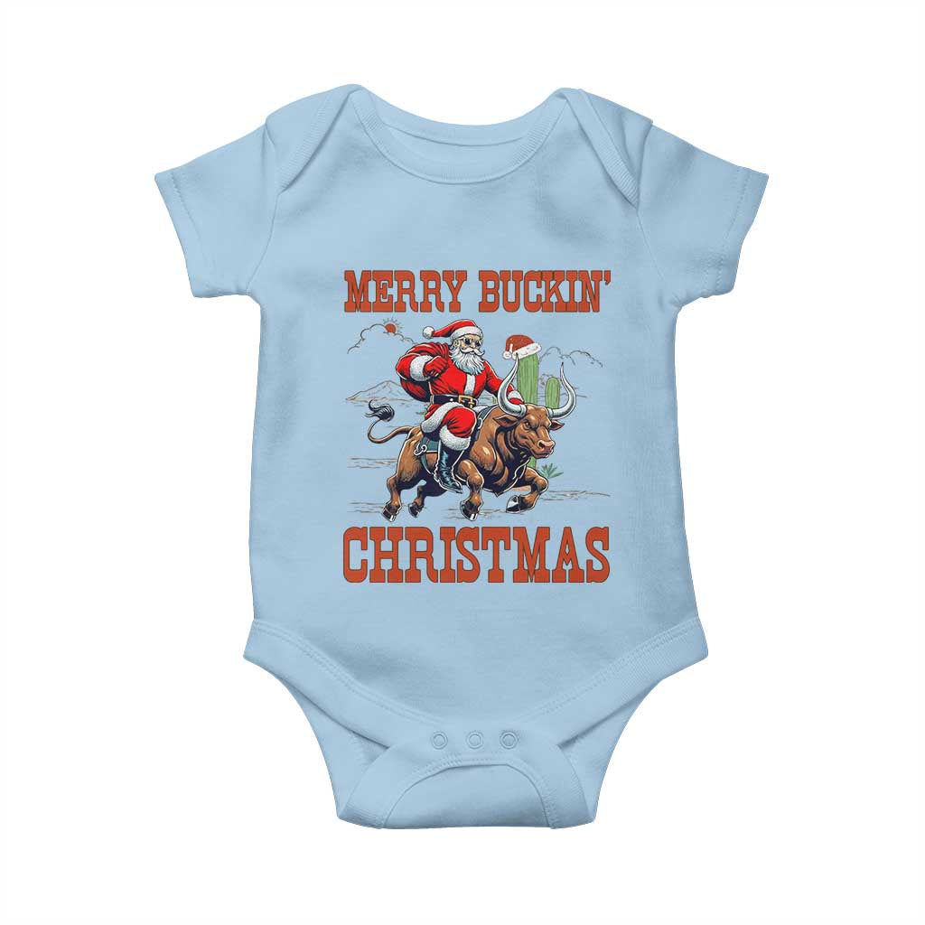 Western Black Santa Merry Buckin Christmas Baby Onesie Funny Rodeo - Wonder Print Shop